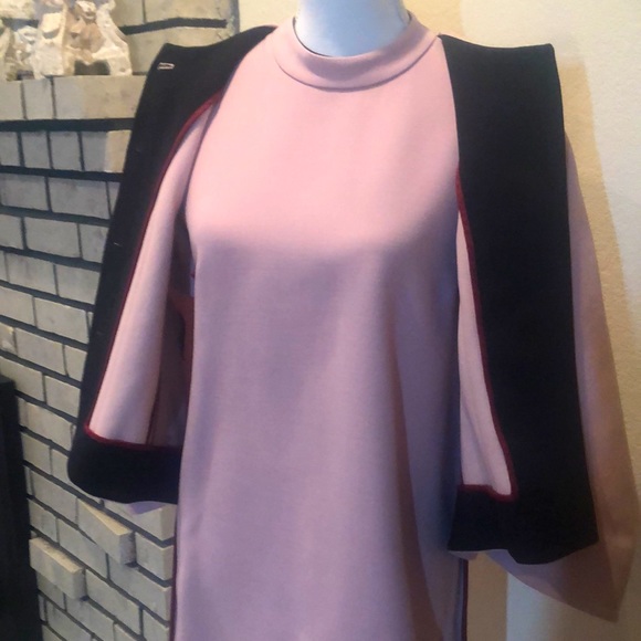 NWOT! MARNI 2 PC. PINK DRESS & BLZR. GREAT 3-SEASON SUIT. Maroon & Black Piping. - Picture 4 of 16